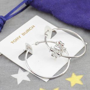 NEW TB Eleanor Hoop Earrings in Tory Silver (NEW WITH DUST BAG)